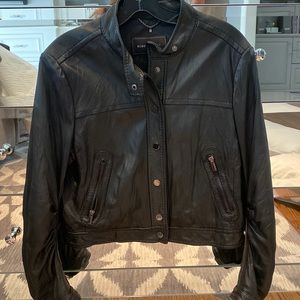 BCBG Maxazria leather motorcycle cropped jacket